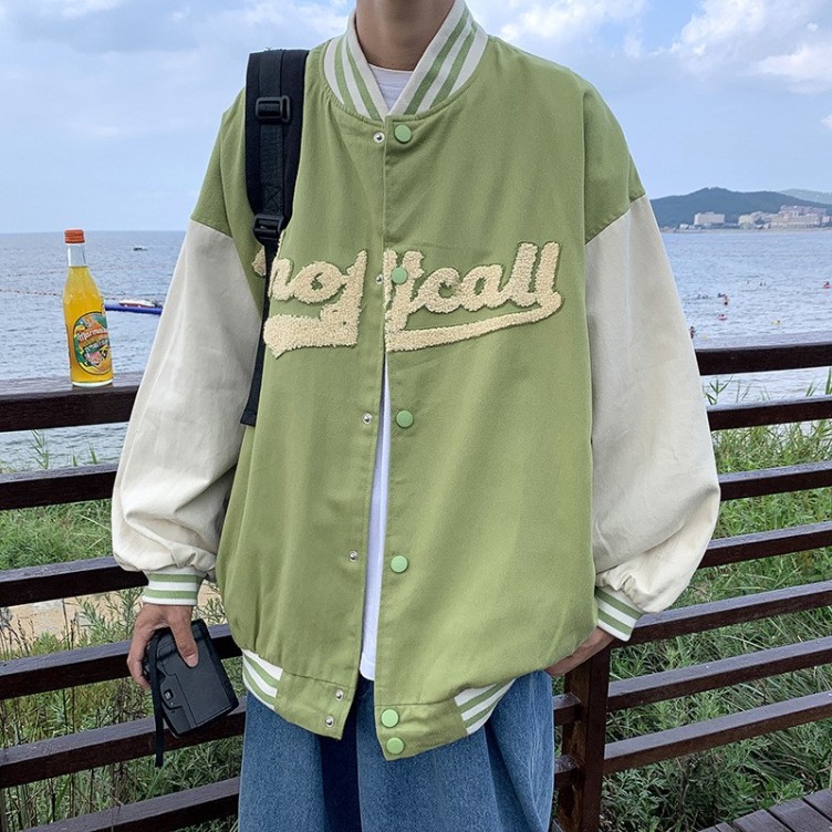 Vintage embroidered jacket casual fashion trend baseball jacket