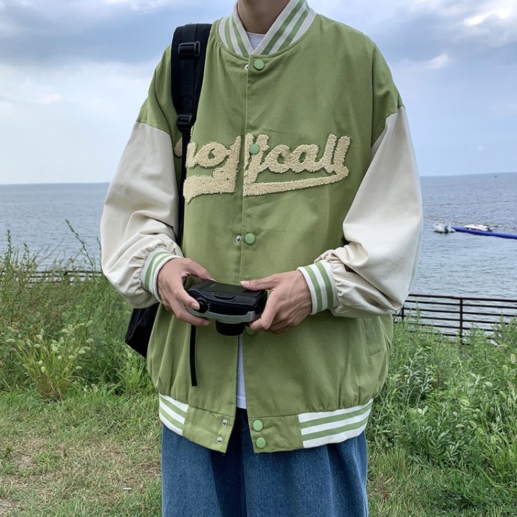 Vintage embroidered jacket casual fashion trend baseball jacket