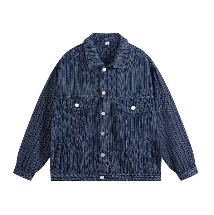 Striped denim loose and versatile casual trend work jacket