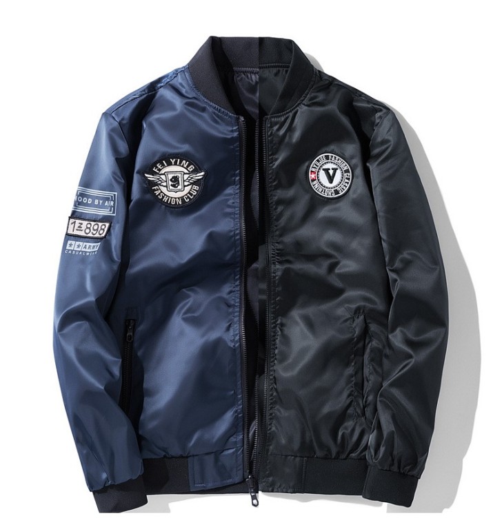 Casual flying suit standing collar jacket, double-sided fashion trend jacket