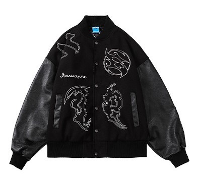 Vintage embroidered patchwork bomber loose trendy jacket