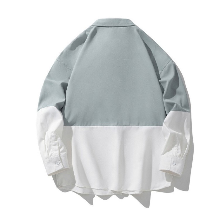 Casual versatile color matching loose fitting fashionable long sleeved shirt