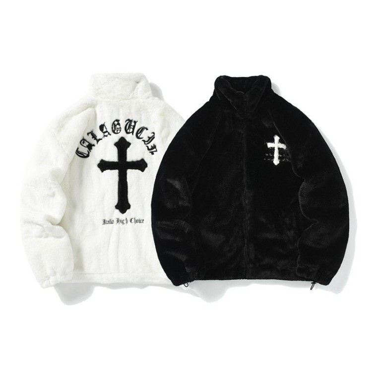 Hip Hop Letter Embroidered Loose Fit Warm Trendy Cotton Jacket