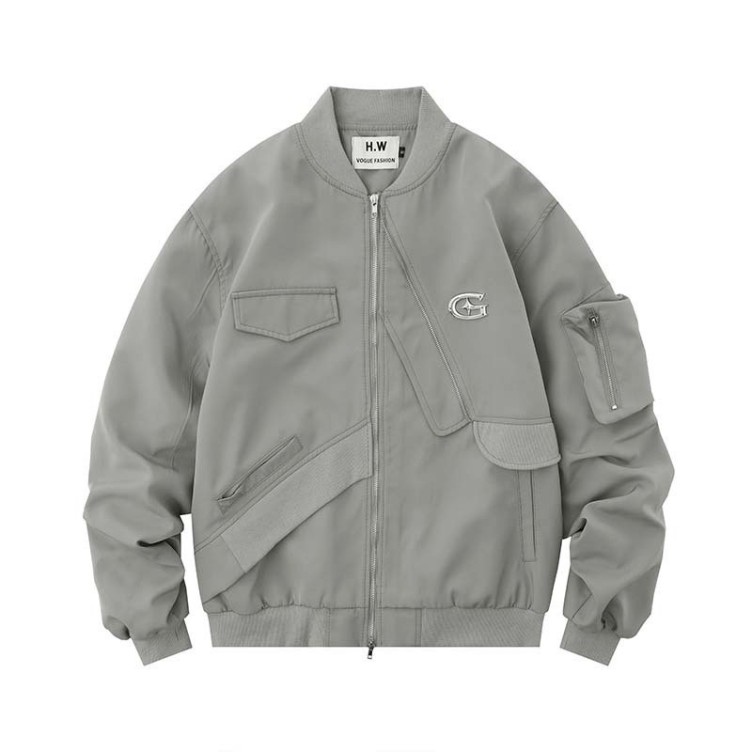 Simple stand neck design with a casual and fashionable trend jacket