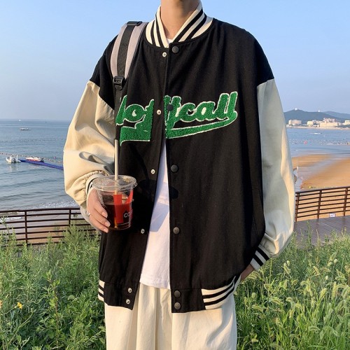 Vintage embroidered jacket casual fashion trend baseball jacket
