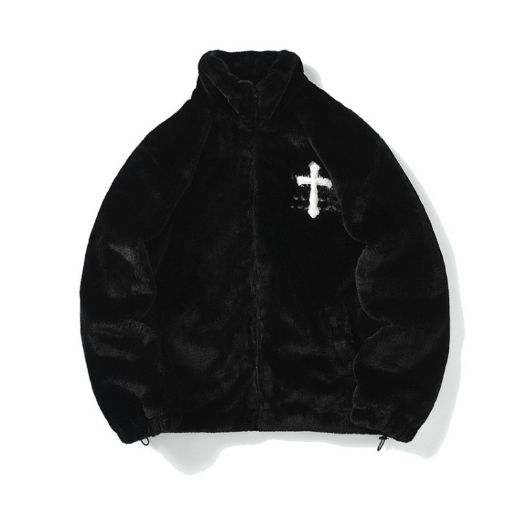 Hip Hop Letter Embroidered Loose Fit Warm Trendy Cotton Jacket