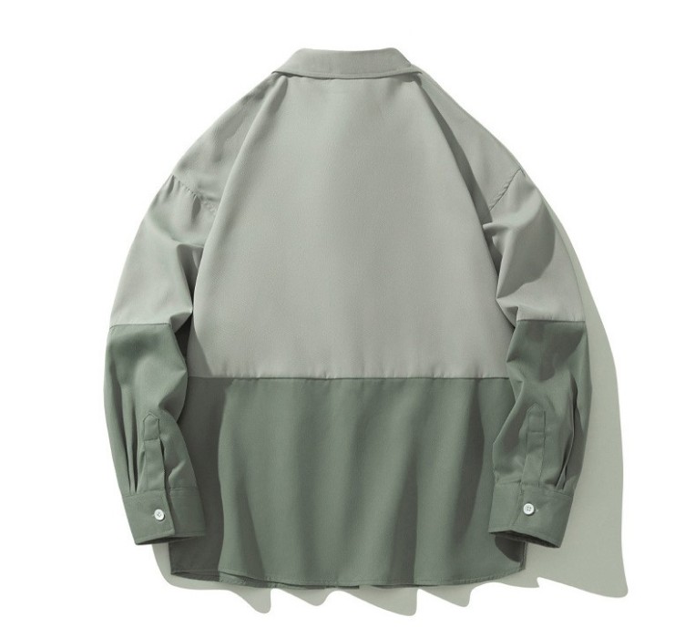 Casual versatile color matching loose fitting fashionable long sleeved shirt