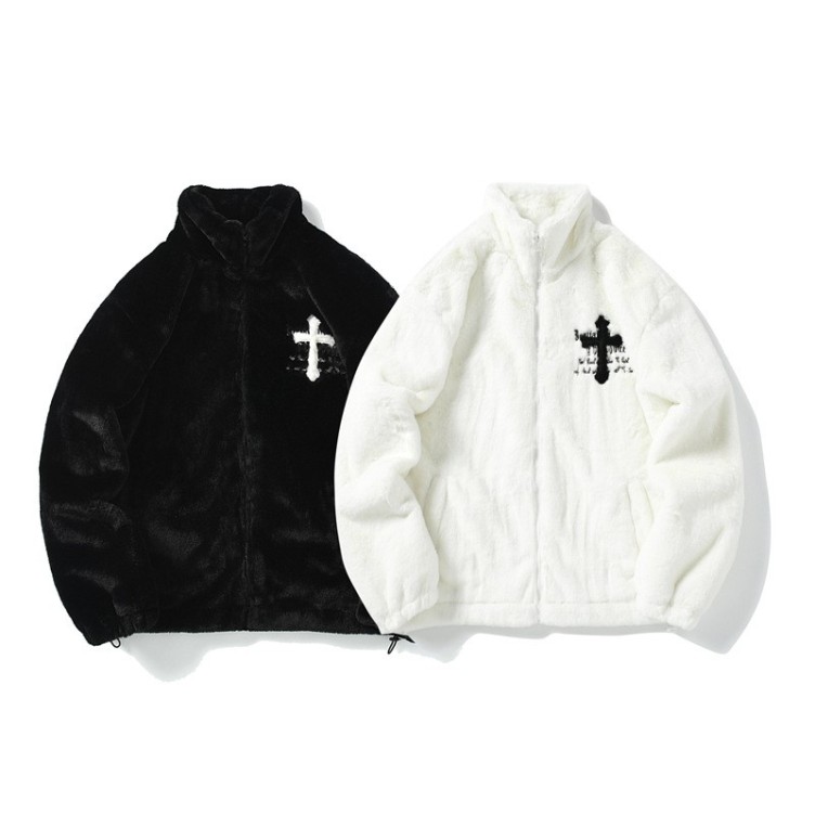 Hip Hop Letter Embroidered Loose Fit Warm Trendy Cotton Jacket