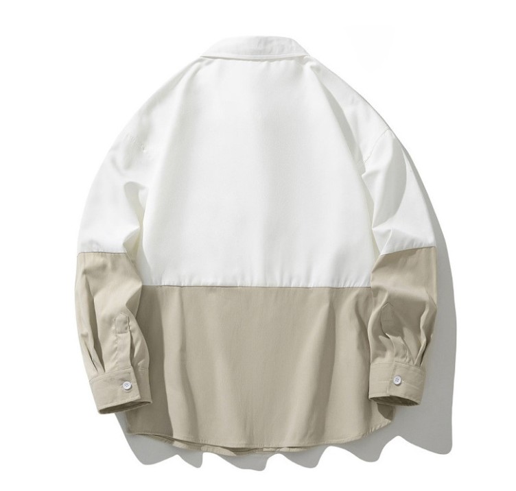 Casual versatile color matching loose fitting fashionable long sleeved shirt