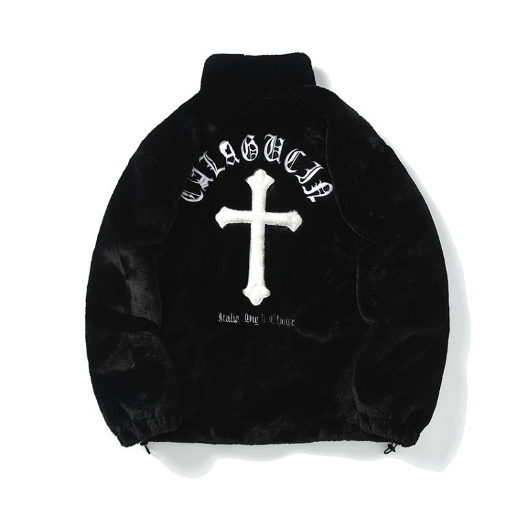 Hip Hop Letter Embroidered Loose Fit Warm Trendy Cotton Jacket