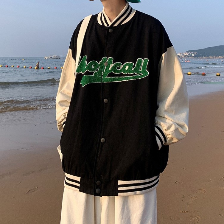 Vintage embroidered jacket casual fashion trend baseball jacket