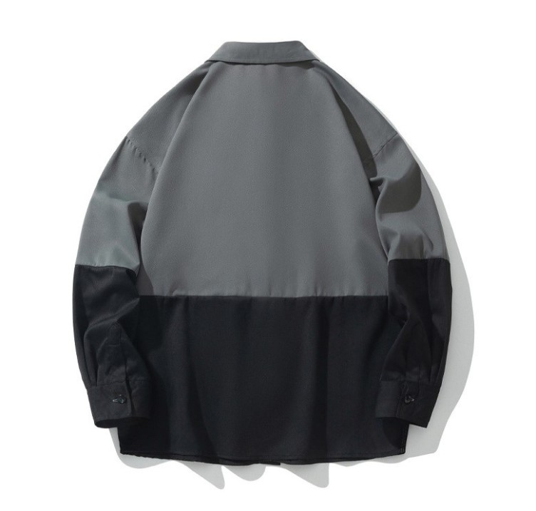 Casual versatile color matching loose fitting fashionable long sleeved shirt