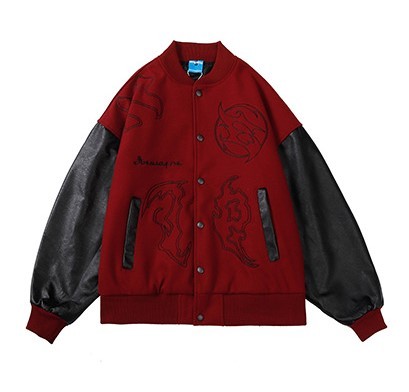 Vintage embroidered patchwork bomber loose trendy jacket