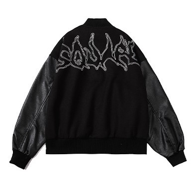 Vintage embroidered patchwork bomber loose trendy jacket