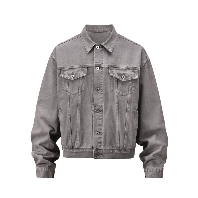 Casual fashion versatile washed gray trendy denim jacket