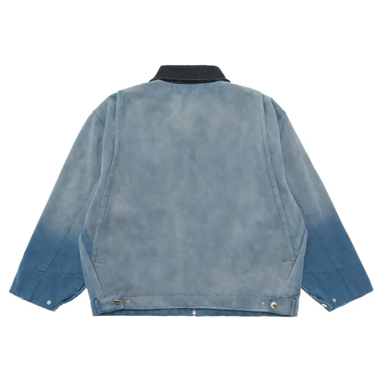 Broken jacket, trendy retro canvas work suit, contrasting lapel denim jacket