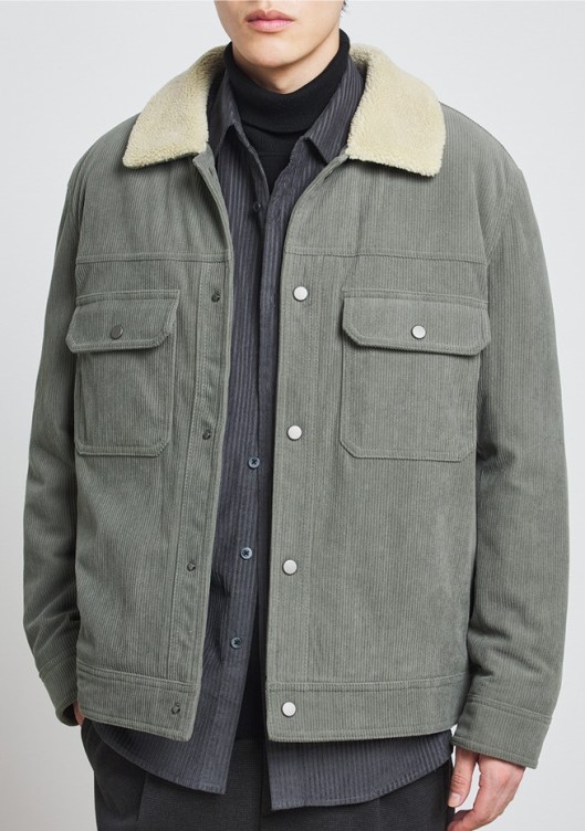 Simple casual jacket with corduroy lapel and fashionable trend jacket