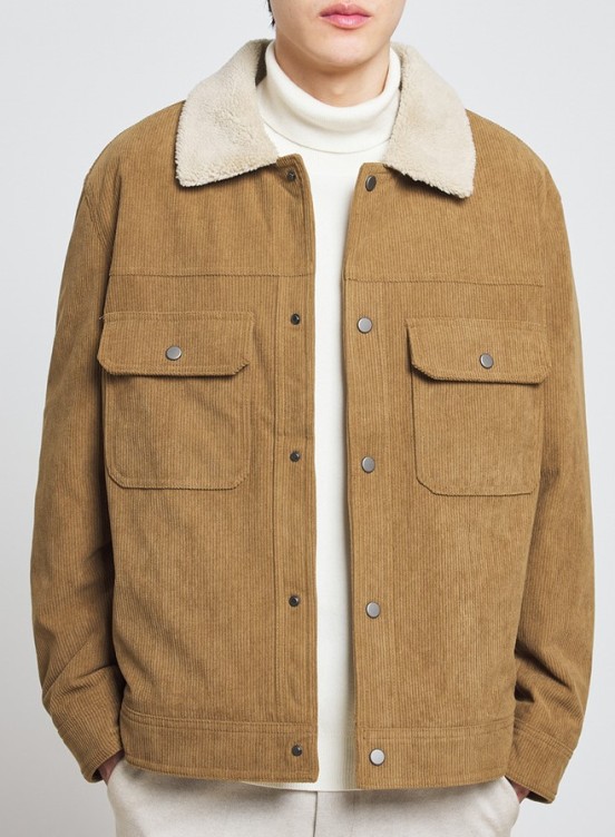 Simple casual jacket with corduroy lapel and fashionable trend jacket