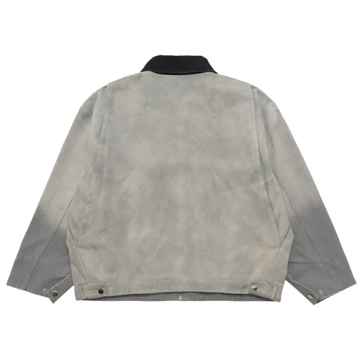Broken jacket, trendy retro canvas work suit, contrasting lapel denim jacket