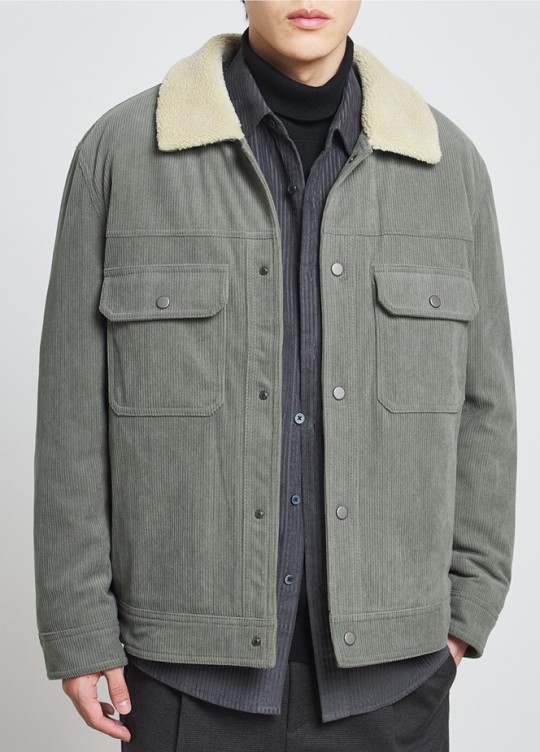 Simple casual jacket with corduroy lapel and fashionable trend jacket