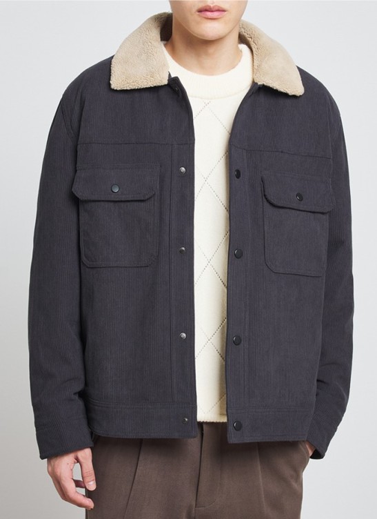 Simple casual jacket with corduroy lapel and fashionable trend jacket