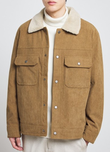 Simple casual jacket with corduroy lapel and fashionable trend jacket