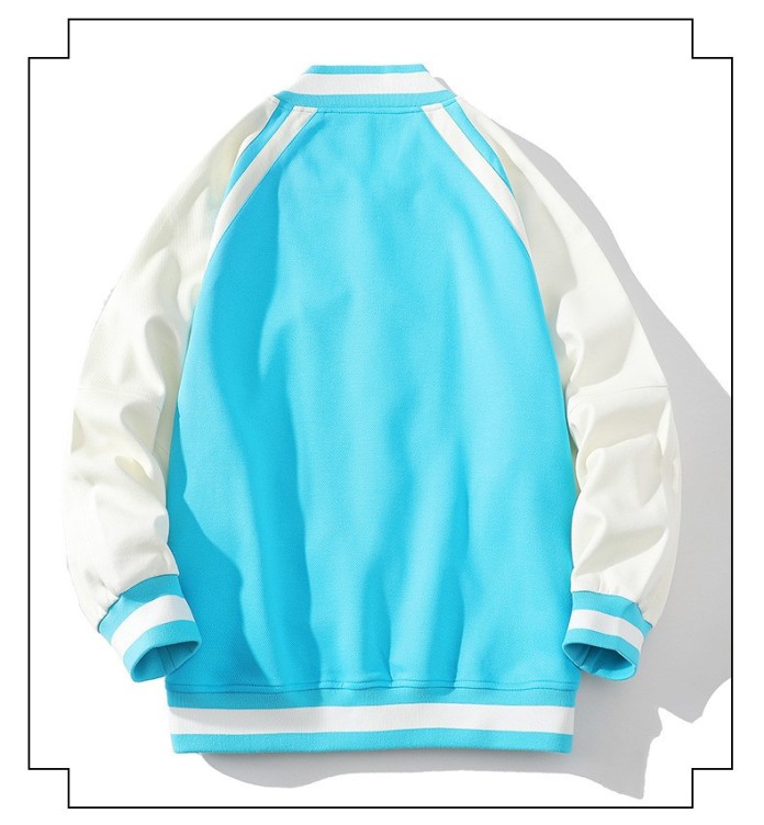 Minimal color blocking and patchwork casual trendy baseball jersey loose jacket