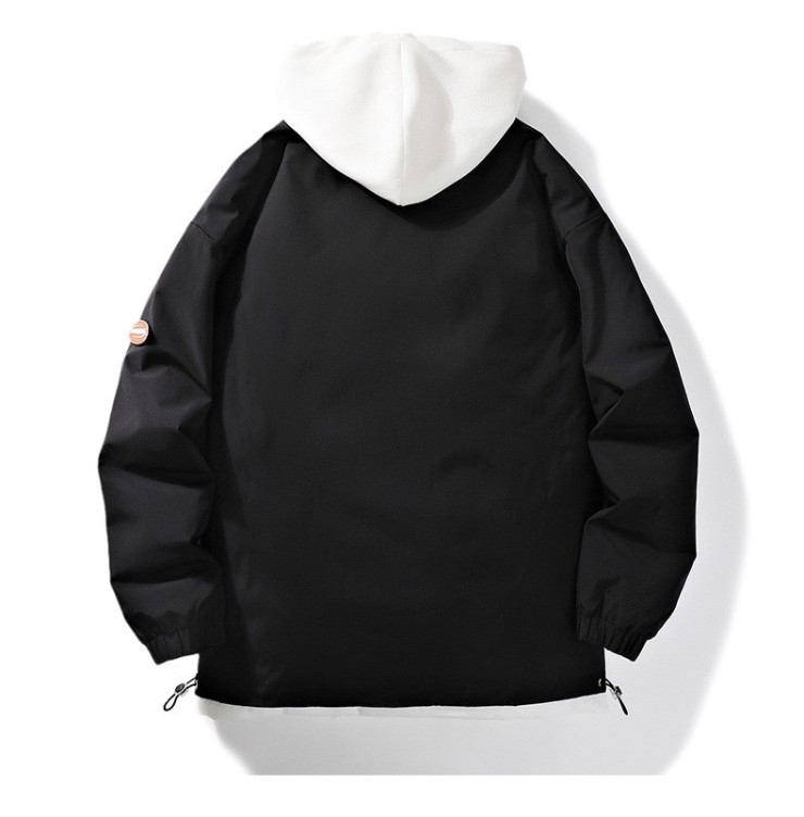 Fake two-piece jacket trend youth baseball jacket hooded cotton jacket