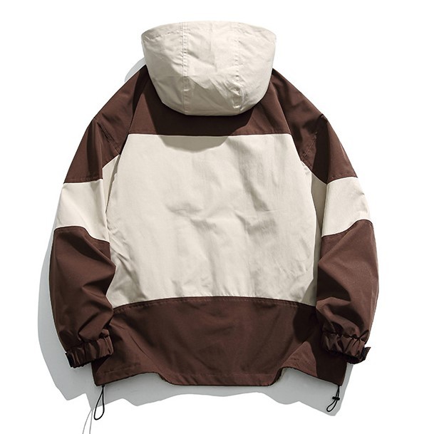 Casual Versatile Windproof Colored Bottom Drawstring Fashion Workwear Trendy Hooded Jacket