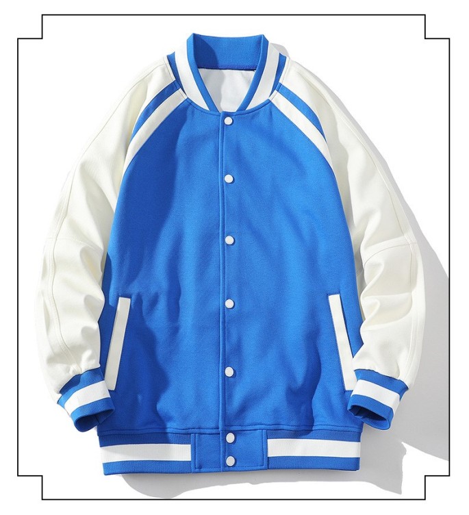 Minimal color blocking and patchwork casual trendy baseball jersey loose jacket
