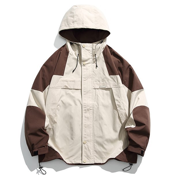 Casual Versatile Windproof Colored Bottom Drawstring Fashion Workwear Trendy Hooded Jacket