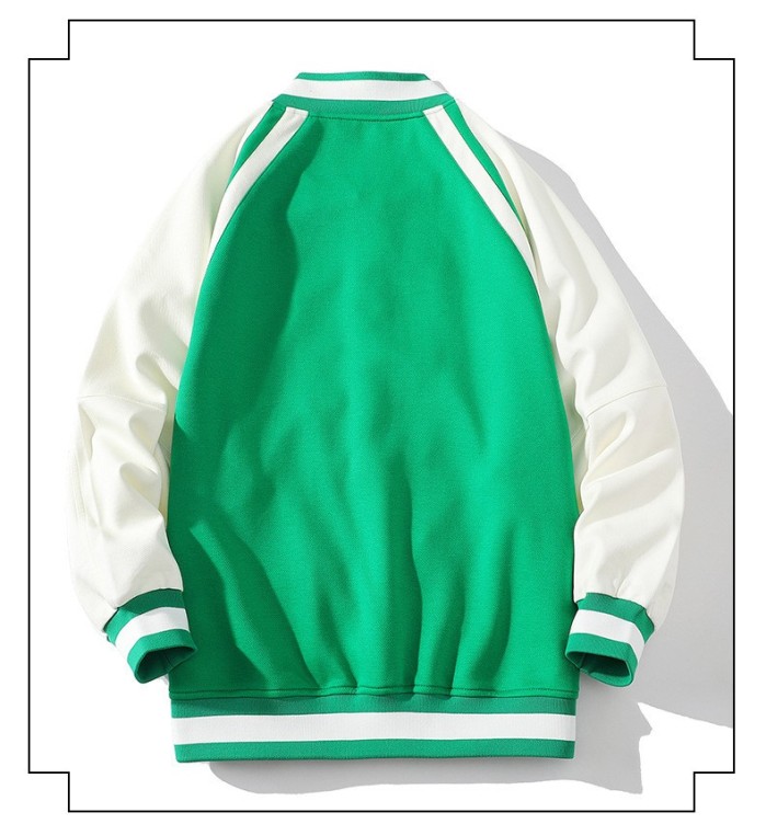 Minimal color blocking and patchwork casual trendy baseball jersey loose jacket