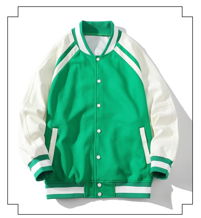 Minimal color blocking and patchwork casual trendy baseball jersey loose jacket