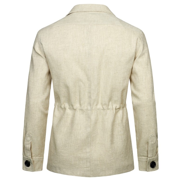 Linen jacket British retro gentry decoration body multi pocket work jacket