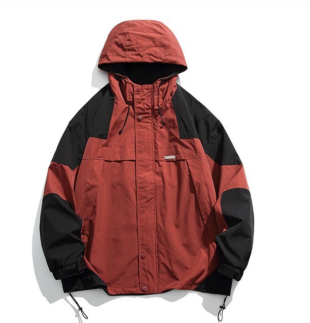 Casual Versatile Windproof Colored Bottom Drawstring Fashion Workwear Trendy Hooded Jacket