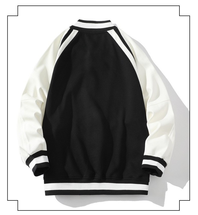 Minimal color blocking and patchwork casual trendy baseball jersey loose jacket