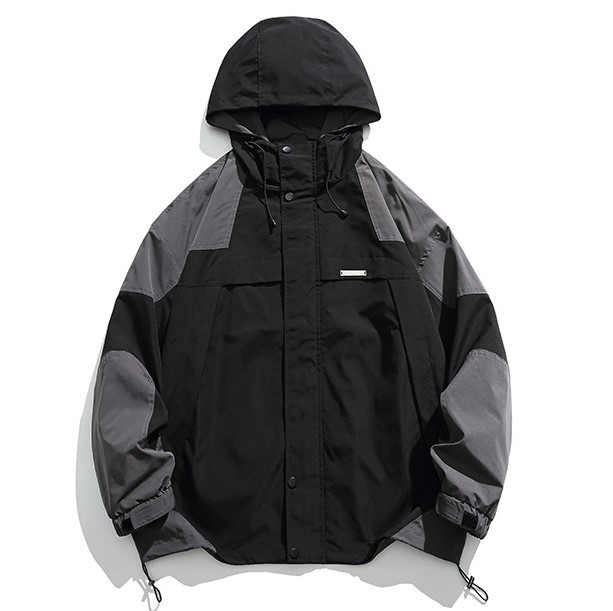 Casual Versatile Windproof Colored Bottom Drawstring Fashion Workwear Trendy Hooded Jacket