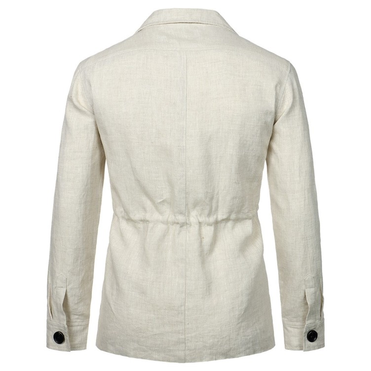 Linen jacket British retro gentry decoration body multi pocket work jacket