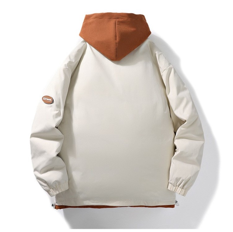 Fake two-piece jacket trend youth baseball jacket hooded cotton jacket