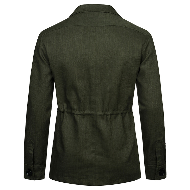 Linen jacket British retro gentry decoration body multi pocket work jacket