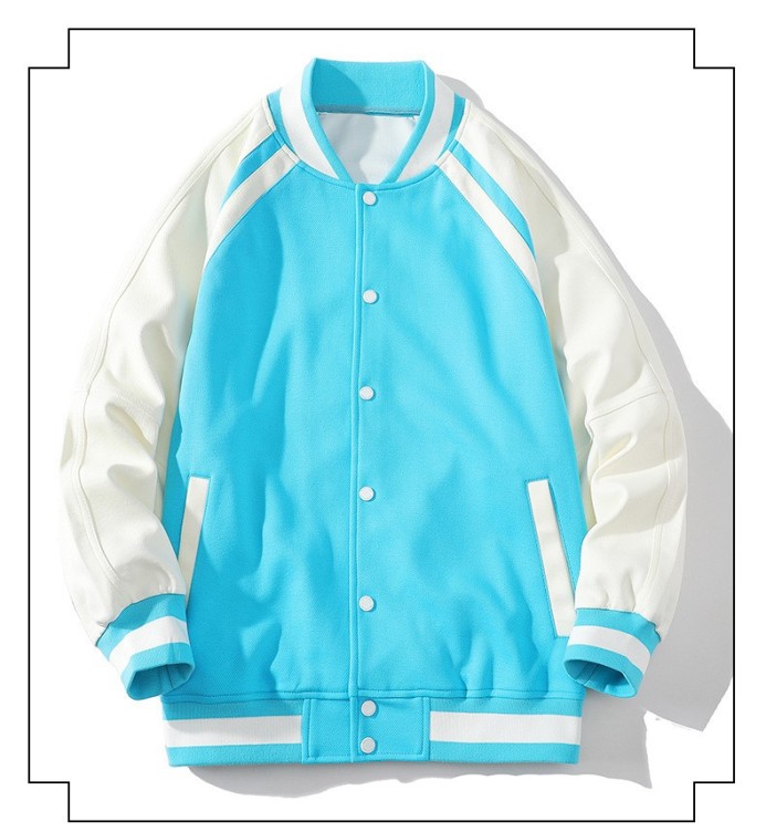 Minimal color blocking and patchwork casual trendy baseball jersey loose jacket