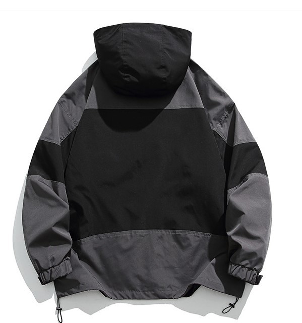 Casual Versatile Windproof Colored Bottom Drawstring Fashion Workwear Trendy Hooded Jacket