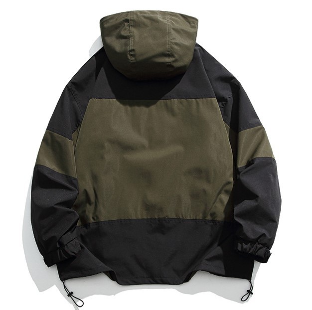 Casual Versatile Windproof Colored Bottom Drawstring Fashion Workwear Trendy Hooded Jacket