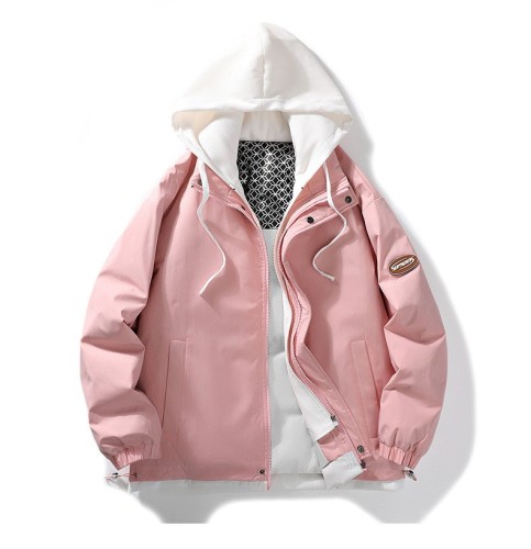 Fake two-piece jacket trend youth baseball jacket hooded cotton jacket