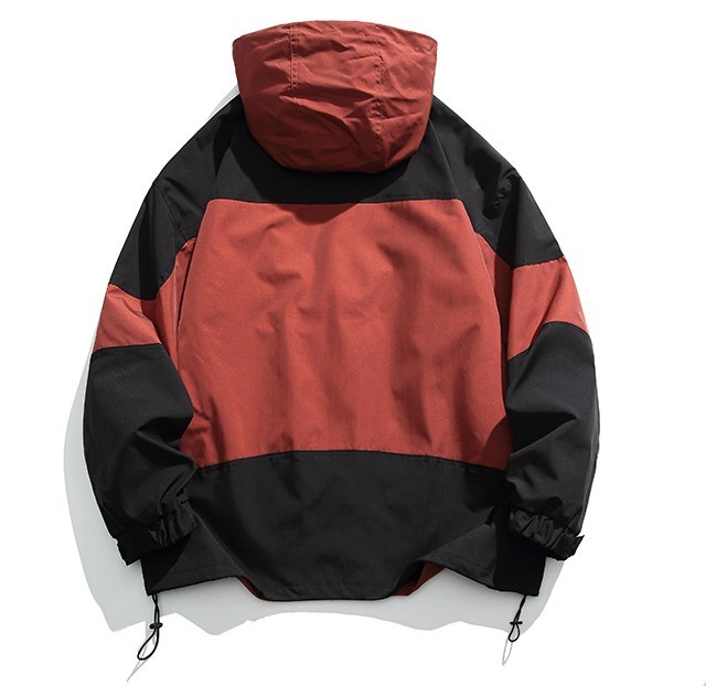 Casual Versatile Windproof Colored Bottom Drawstring Fashion Workwear Trendy Hooded Jacket