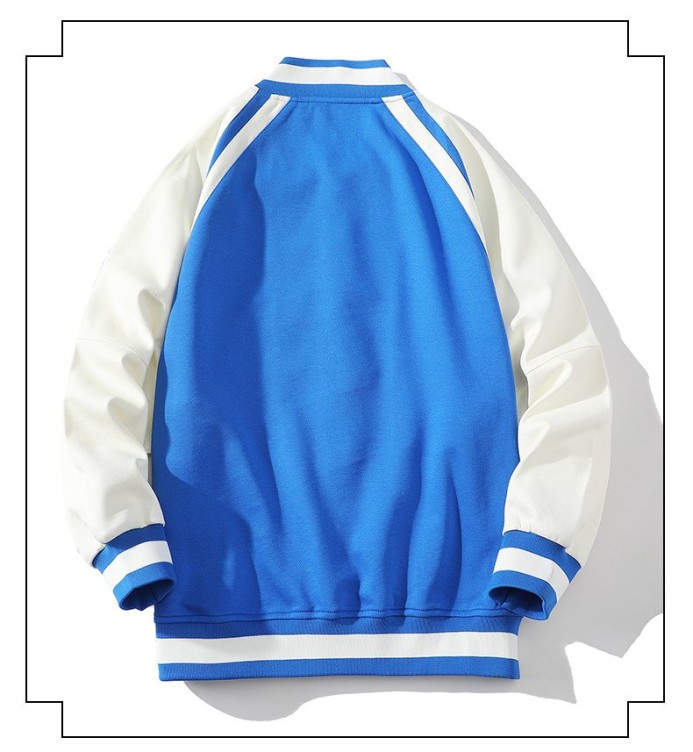 Minimal color blocking and patchwork casual trendy baseball jersey loose jacket