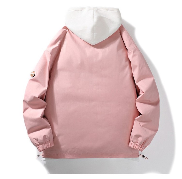 Fake two-piece jacket trend youth baseball jacket hooded cotton jacket