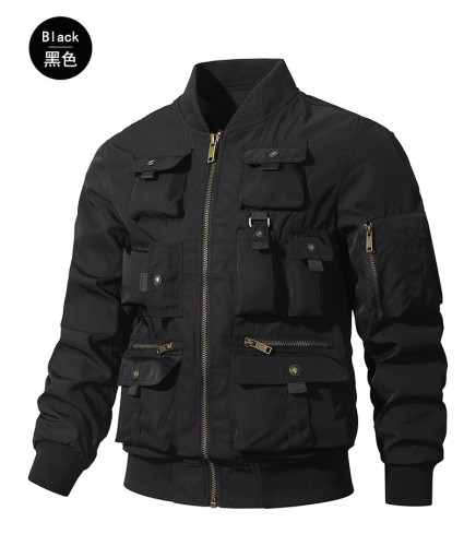 Vintage Baseball Suit Multi Pocket Work Coat Trendy Functional Jacket