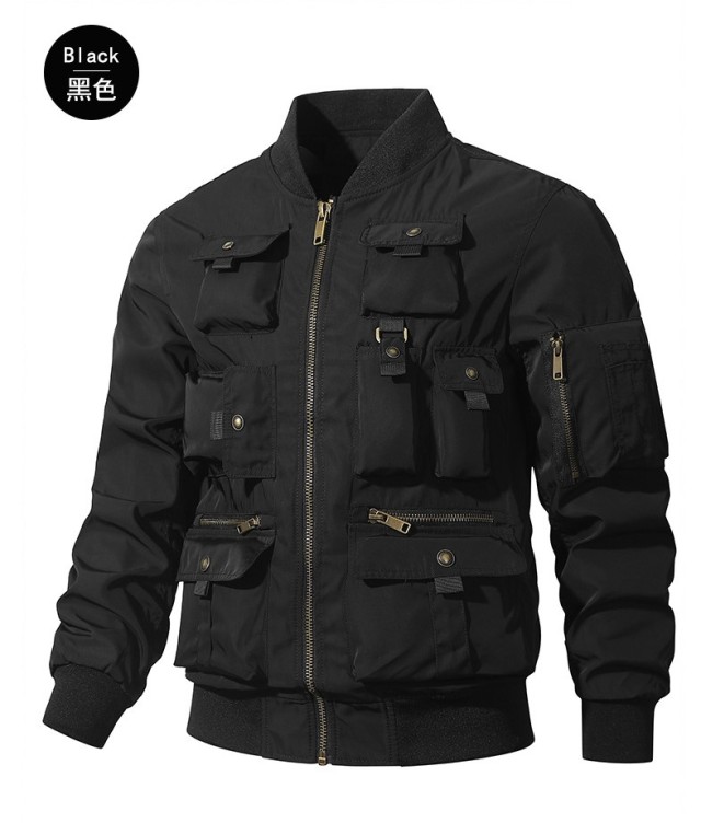 Vintage Baseball Suit Multi Pocket Work Coat Trendy Functional Jacket