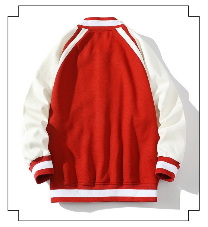 Minimal color blocking and patchwork casual trendy baseball jersey loose jacket